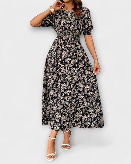 Käthe - Kleid mit Rundhalsausschnitt und Blumenmuster