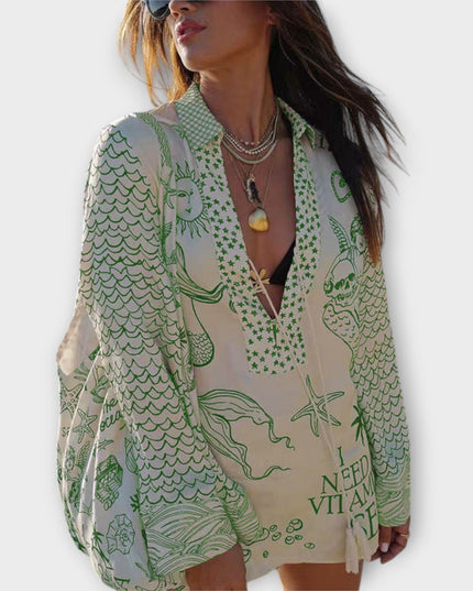 Liv - Wasser Satin Quasten Shirt und Shorts Set