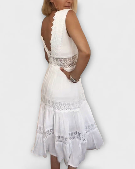 Hannelore - Elegantes V-Ausschnitt Spitzenkleid