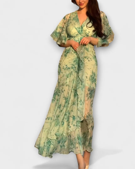 Marlene - Schickes Floral V-Ausschnitt Kleid