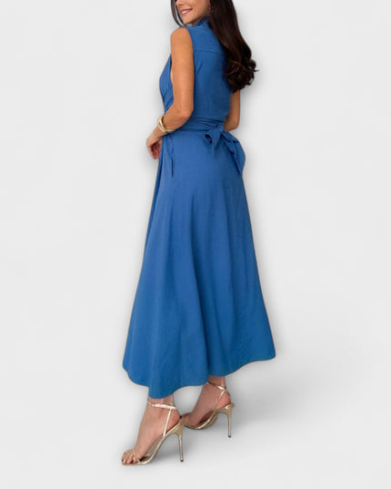 Paula - Auffälliges, einreihiges Midi-Kleid mit Bindedetail