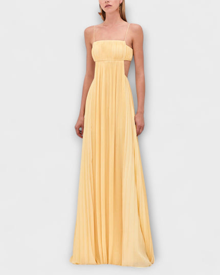 Tamina - Schickes Plissiertes Cutout Fließendes Maxikleid
