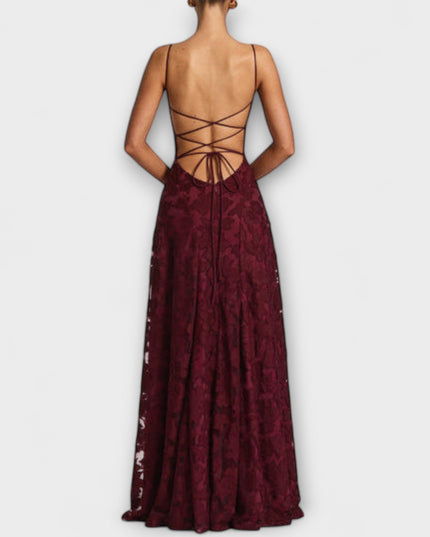 Christina - Schickes Floral-Spitzen-Maxikleid mit Spaghettiträgern