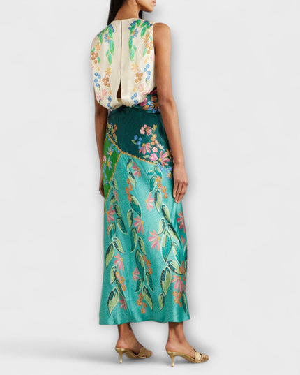 Bianka - Elegantes Verdrehte Drapierte Blumen Maxikleid
