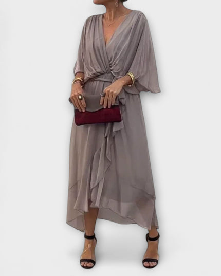 Ines - Chiffonkleid mit V-Ausschnitt