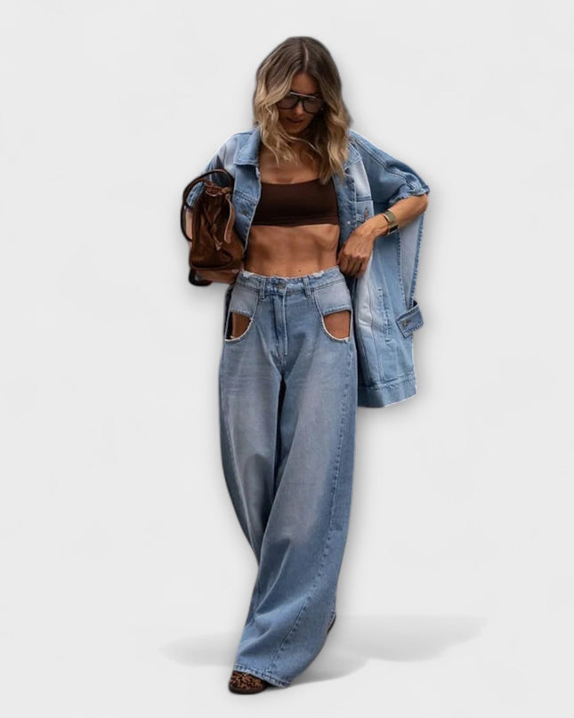 Blair - Weit geschnittenes ärmellose Denim-Set
