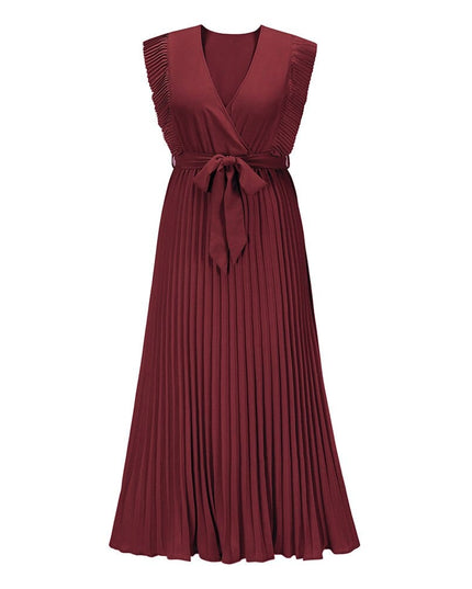 Alis - Boho Kleid Dunkelrot mit V-Ausschnitt