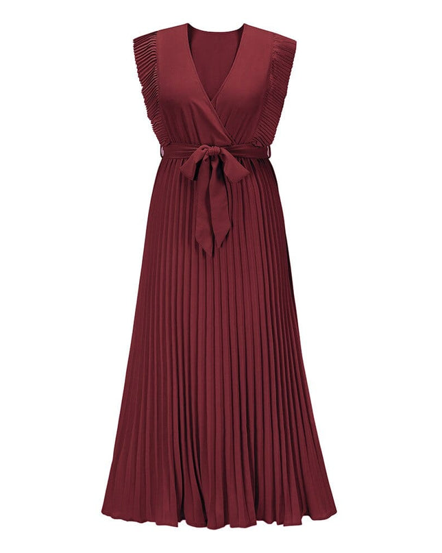 Alis - Boho Kleid Dunkelrot mit V-Ausschnitt