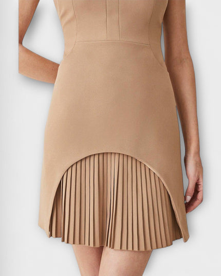 Melissa - Militärisch inspiriertes Patchwork-Minikleid mit hohem Kragen