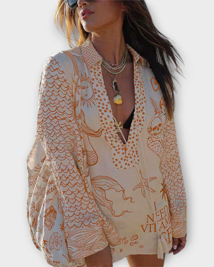 Liv - Wasser Satin Quasten Shirt und Shorts Set