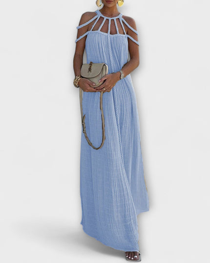 Helmine - Ein schickes Maxikleid aus Mischgewebe mit drapierten Zöpfen