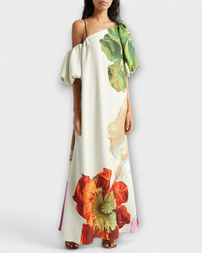Marie-Luise - Asymmetrisches Floral-Maxikleid