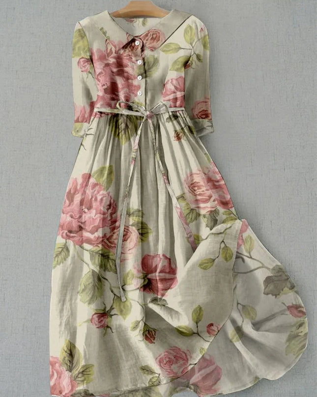 Elske - VintageBlumenkleid mit Bändern