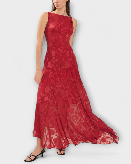 Samira - Elegantes Rückenfreies Schnür-Jacquard-Maxikleid