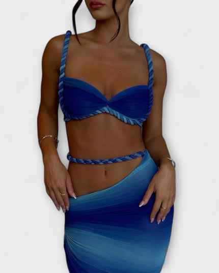 Minka – Stylishes Ombre-Zopfset mit Crop Top & Überrock