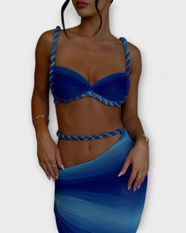 Minka – Stylishes Ombre-Zopfset mit Crop Top & Überrock