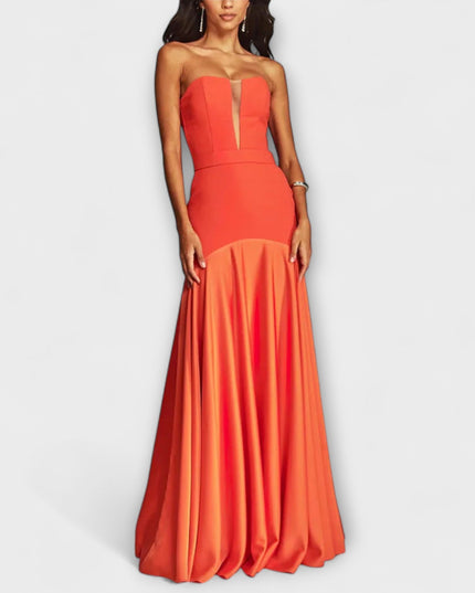 Christa - Schulterfreies Maxikleid mit V-Ausschnitt