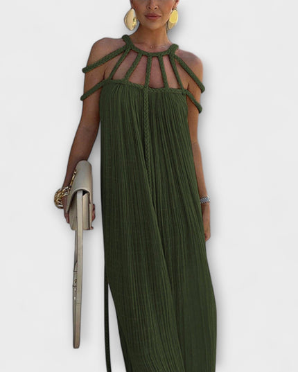 Helmine - Ein schickes Maxikleid aus Mischgewebe mit drapierten Zöpfen