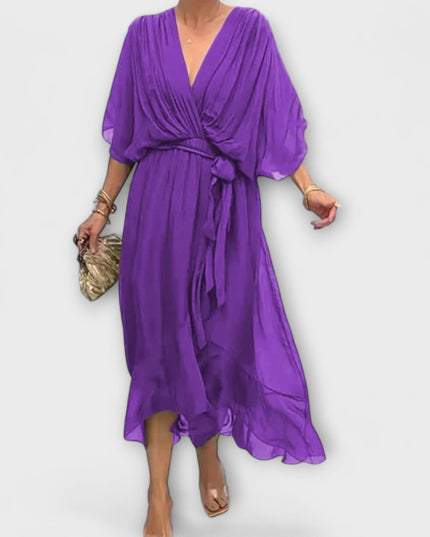 Ines - Chiffonkleid mit V-Ausschnitt