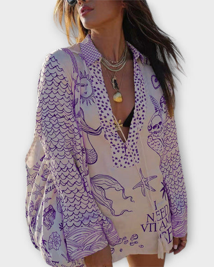 Liv - Wasser Satin Quasten Shirt und Shorts Set