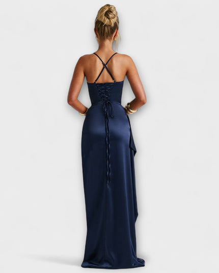 Christa - Marineblaues Maxikleid