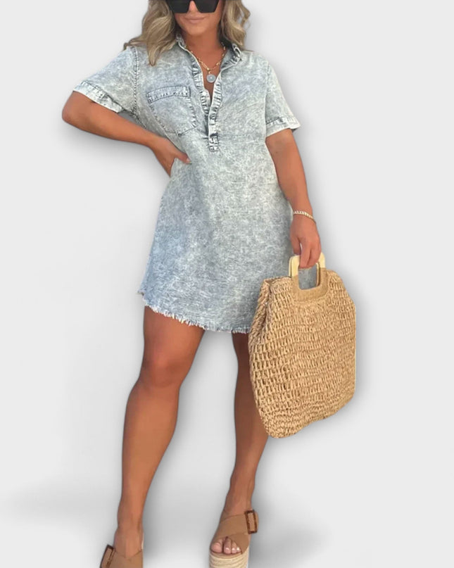 Tanja - Lässiges Denim Hemdkleid