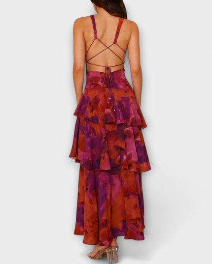 Selma - Chiffonkleid mit V-Ausschnitt und fließenden Lagen
