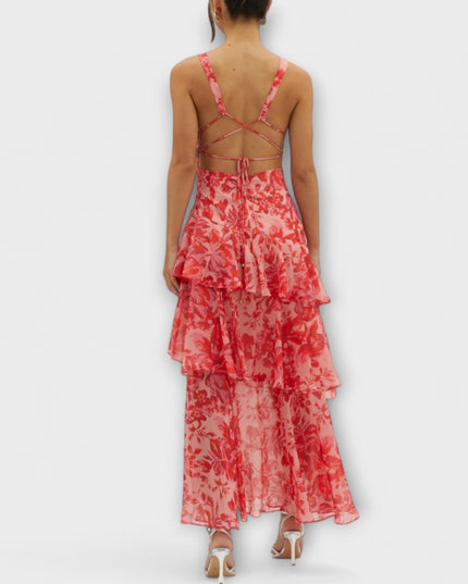Selma - Chiffonkleid mit V-Ausschnitt und fließenden Lagen