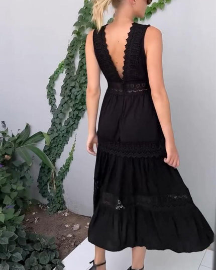 Amara - Ärmelloses Midikleid im Boho-Stil mit Spitzendetails