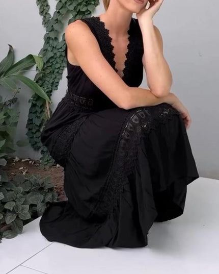Amara - Ärmelloses Midikleid im Boho-Stil mit Spitzendetails