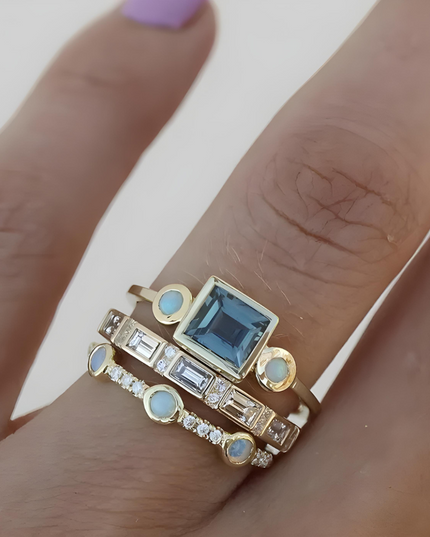 Ilse  - Vintage-Ring-Set im Kristallstil in Blau