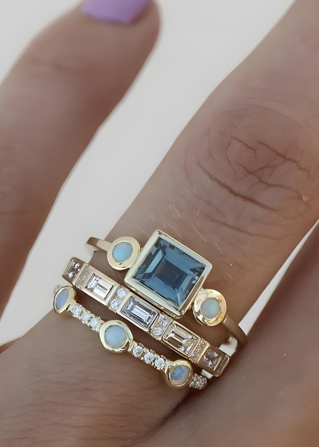 Ilse  - Vintage-Ring-Set im Kristallstil in Blau