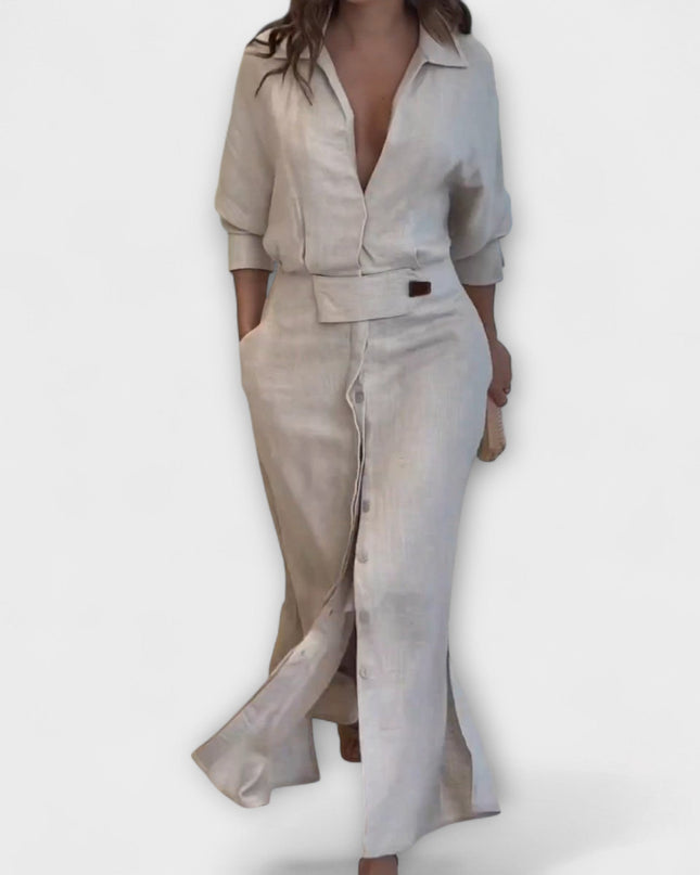 Marit - Maxikleid mit V-Ausschnitt
