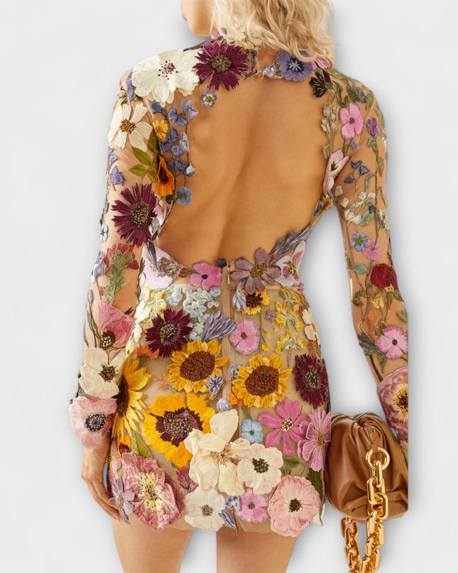 Magrit - Kleid mit 3D-Blumenmuster