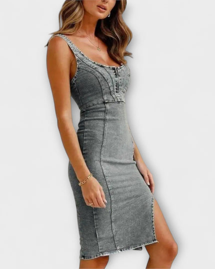 Philomena - Denim-Kleid mit verstellbaren Trägern