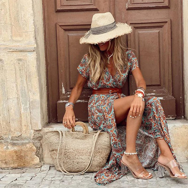 Mena - Ibiza Maxikleid mit Gürtel