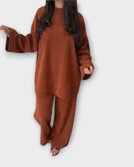Helene – Zweiteiliges Plus-Size Set Im Gerippten Stil