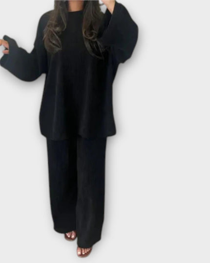 Helene – Zweiteiliges Plus-Size Set Im Gerippten Stil