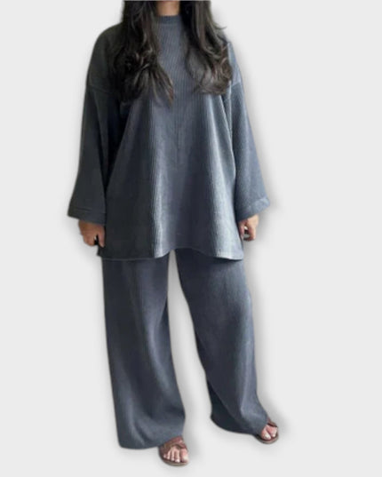 Helene – Zweiteiliges Plus-Size Set Im Gerippten Stil