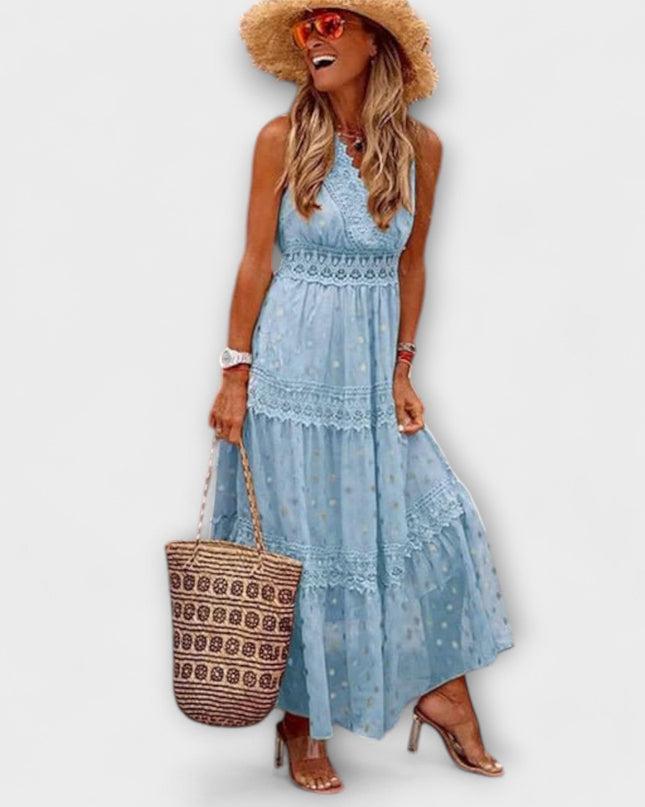Dietlinde - Maxikleid mit Boho-Spitze