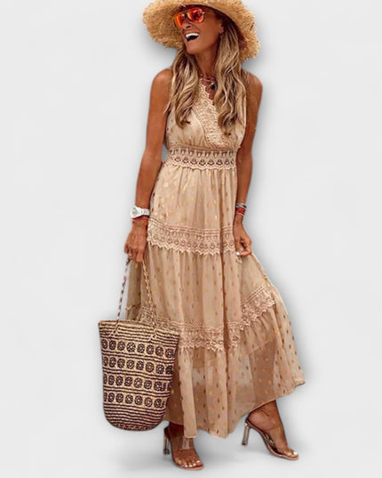 Dietlinde - Maxikleid mit Boho-Spitze