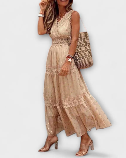 Dietlinde - Maxikleid mit Boho-Spitze