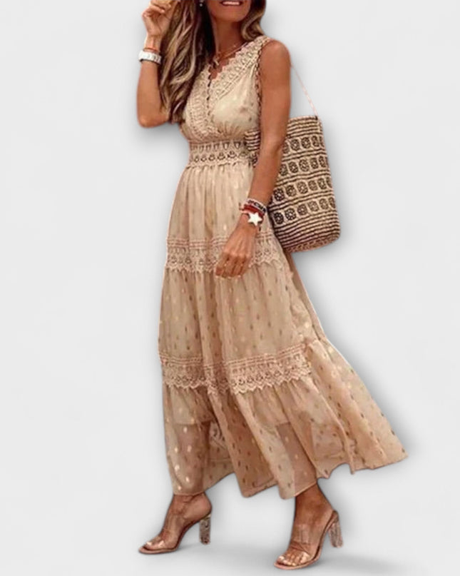 Dietlinde - Maxikleid mit Boho-Spitze