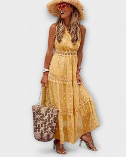 Dietlinde - Maxikleid mit Boho-Spitze