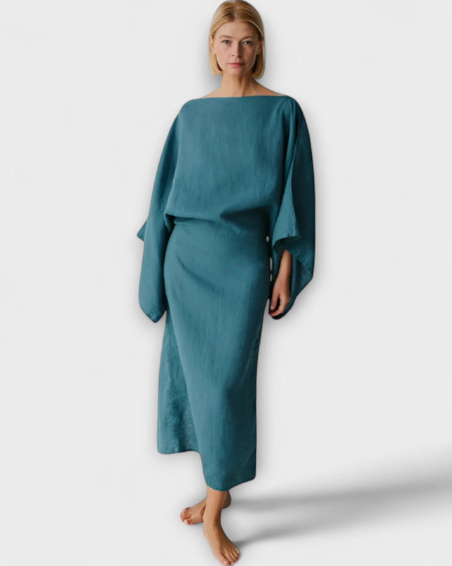 Mila - Kimono Kleid aus Leinen und Baumwolle