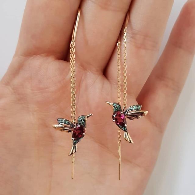 Ilse – Ohrringe mit Kolibri-Motiv aus Emaille und Zirkonia