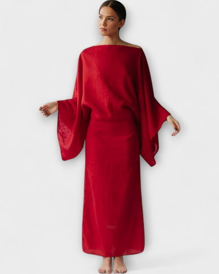 Mila - Kimono Kleid aus Leinen und Baumwolle