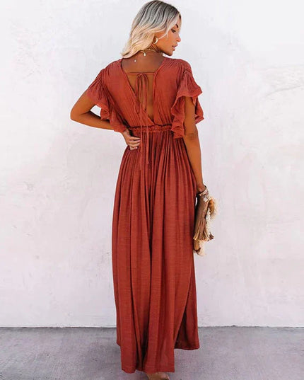 Trotula - Rotes langes Strandkleid