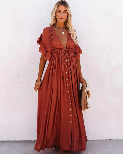 Trotula - Rotes langes Strandkleid