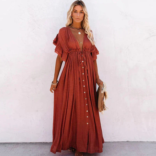 Trotula - Rotes langes Strandkleid